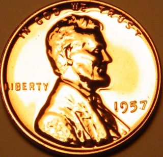 1957 Gem Proof Lincoln Wheat Back Penny Us Coin Cents
