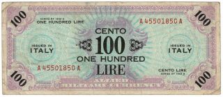 Italy Allied Military Currency 100 Lire Series 1943 - A Pick M21a Foreign Note