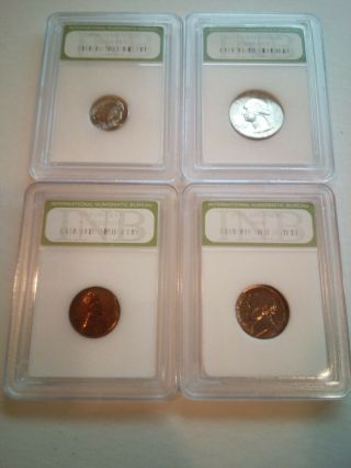 U.  S.  1955 - P,  Set Of High Graded 4 Coin Set - Quarter,  Dime,  Nickel,  Penny