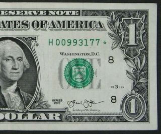 2013 $1 (one Dollar) – Star Note – Currency,  Bill - " H "