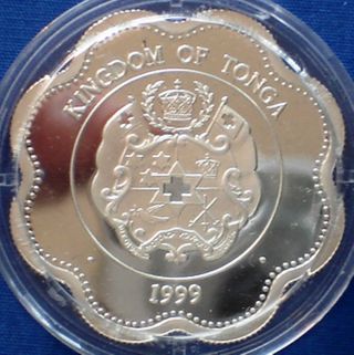 Tonga 1 pa ' anga silver proof 1999 Millennium Wavy Shaped Flower Coin 2