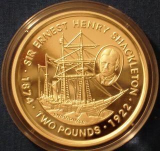 Falkland Islands 2$ Silver Proof 1999 Ernest Henry Shackleton Ships & Explorers