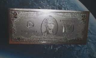 $2 Silver Plated Bi Centennial Fun Novelty Bill.