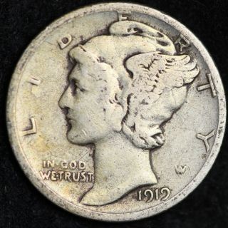 Vf 1919 - S Mercury Silver Dime Coin