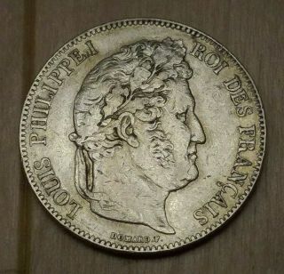 1839 B France 5 Francs King Louis Philippe I 90 Silver Coin Bcs 30