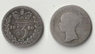 1860 Great Britain Threepence Silver Coin