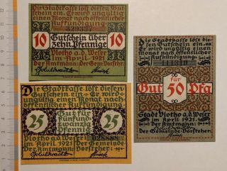 Jb Deutsches Notgeld Vlotho 10,  25 And 50 Pfennig,  Complete Series