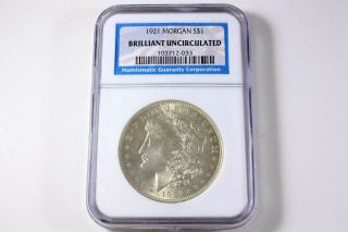 One United States 1921 Morgan Silver Dollar In Ana Graded Holder Brilliant Unc