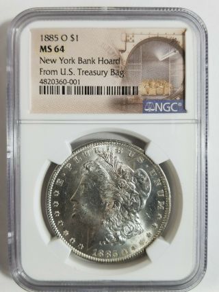 1885 - O Ngc Ms64 Morgan Silver Dollar - York Bank Hoard From Us Treasury Bag