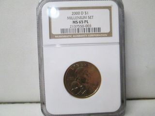 2000 D Us Sacagawea Dollar Ngc Ms 65 Pl Millennium Set