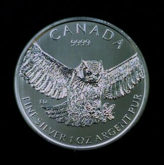2015 Canada Silver Birds Of Prey Great Horned Owl $5 1 Oz.  999 Fine 002