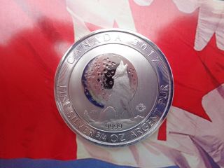2017 Canadian Howling Wolf 3/4 Oz.  Silver Coin.  9999 Ultra Fine Silver