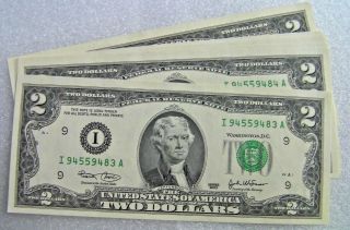 Uncirculated 2003 Series I $2 Bill Two Dollar Bank Note Federal Reserve Usa Gift