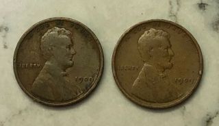 1909 Vdb And 1909 P Lincoln Cents.  2 Coins First Year.  Both Grade Very Good