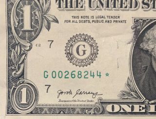 2017 G Series $1 One Dollar Bill Rare Run Star Note Frn Us Cool Poker