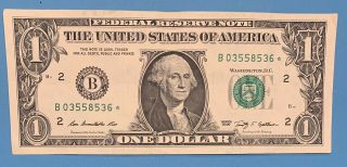 2009 B Series $1 One Dollar Bill Fancy Rare Low 640k Run Star Note FRN Cool US 2