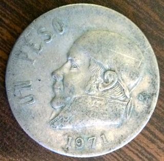 1971 Mexican Un Peso - Old Jose Maria Morelos Round Coin