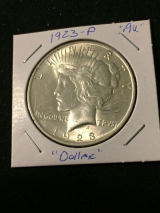 1923 P Peace Silver Dollar Au 90 Silver Coin