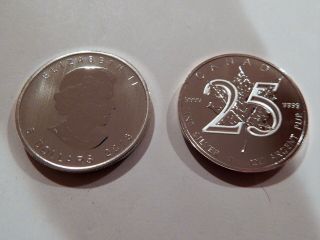 2013 Canadian Maple Leaf 25th Anniversary 1 Oz.  Silver $5 Coin Bu
