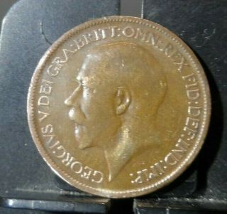 Circulated 1920 1/2 Penny Uk Coin (90519) 1.  Domestic