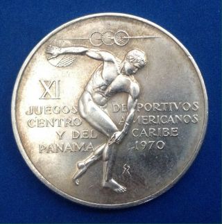 1970 Panama Olympics Franklin 5 Balboas 1 Ounce 925 Sterling Silver Round