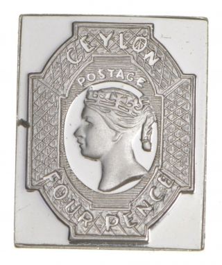 Rare Vintage Ceylon Stamp.  925 Sterling Silver - Bar Limited Edition Series 500