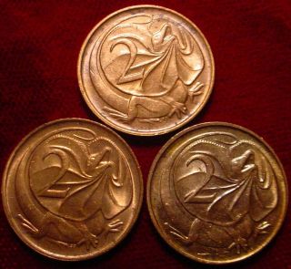 Scarce Key Date (3) - 1968 2 Cents Australia Hi Grade - 3 Coins 1 Price