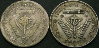 South Africa 3 Pence 1929/1932 - Silver - George V.  - 2 Coins - 2002 ¤