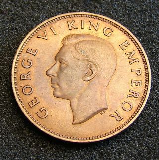 Zealand - - - - - 1943 Large Penny Coin - - - - Choice Coin 2