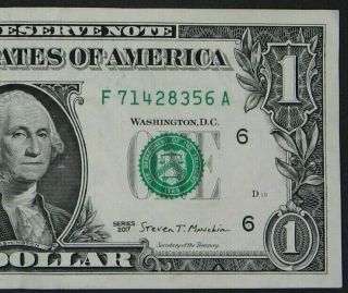 2017 $1 (one Dollar) – Note,  Bill - Fancy Serial Number – Mixed Scattered Ladder