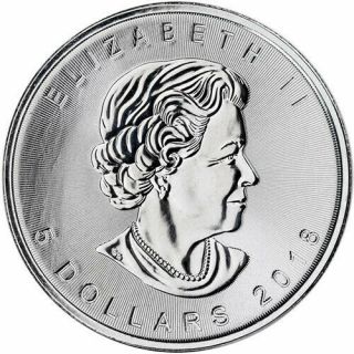 1 - 2018 Canadian Incuse Maple Leaf $5.  00 Coins -.  9999 Pure Silver BU 3