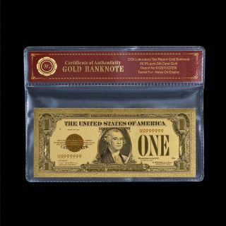 Wr 1928 $1 Silver Certificate One Dollar Bill Notes 24k Gold Foil Banknote,