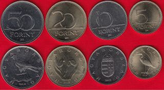 Hungary Set Of 4 Coins: 5 - 50 Forint 2012 - 2015 Unc