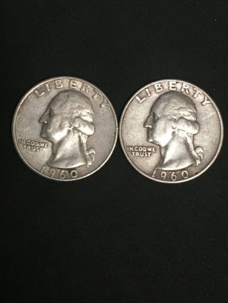 2 1960 - D Washington Silver Quarters