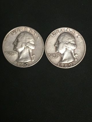 2 1960 - D washington Silver Quarters 2