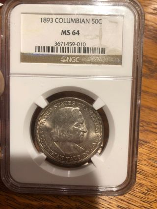 1893 Ngc Ms64 Columbian Exposition Silver Half Dollar