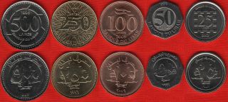 Lebanon Set Of 5 Coins: 25 - 500 Livres 1996 - 2009 Unc
