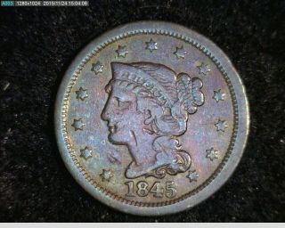 1845 1c Braided Hair Large Cent (2s137)