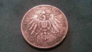 1902 - A Germany - Prussia - 5 Mark - Silver