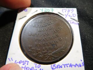 Y207 Great Britain 1789 1/2 Penny Token " Lost To Britannia 