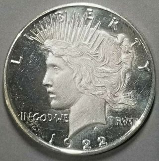 Bizarre 1922 - P Peace Silver Dollar Modified To Be Dcam " California Cameo "