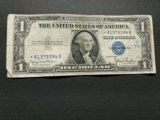 1935 D $1 Silver Certificate Star Note Us Paper Money Currency
