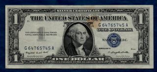 Usa Silver Certificate Banknote 1 Dollar Series 1957a Vf,