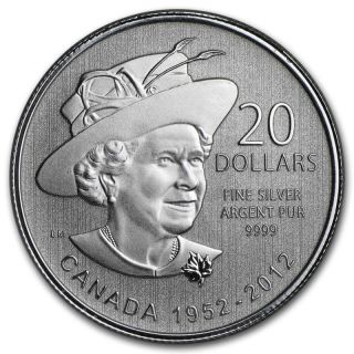 1952 - 2012 Canada 1/4 Oz Silver $20 Queen Diamond Jubilee (in Card)