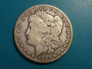 1883 Cc Morgan Silver Dollar.  Carson City.  Detail.  F,