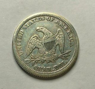 1857 - P Seated Liberty Quarter 90 Silver
