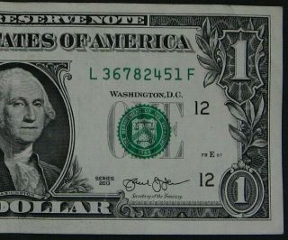 2013 $1 (one Dollar) – Note,  Bill - Fancy Serial Number – Mixed Scattered Ladder