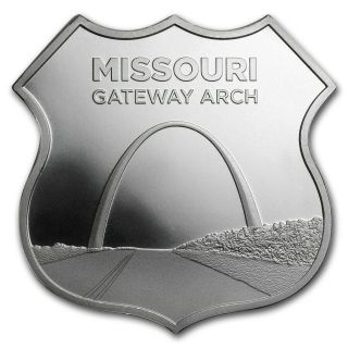 2018 1 Troy Oz Silver Icons Of Route 66 Shield Sign Missouri Gateway Arch