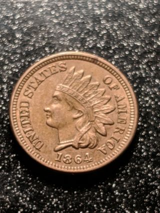1864 Indian Head Copper Nickel One Cent Penny 1c Ch Au,  /slider Uncirculated