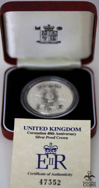 1993 United Kingdom 5 Pounds (. 925) Silver Proof Crown Coin W/ Box &